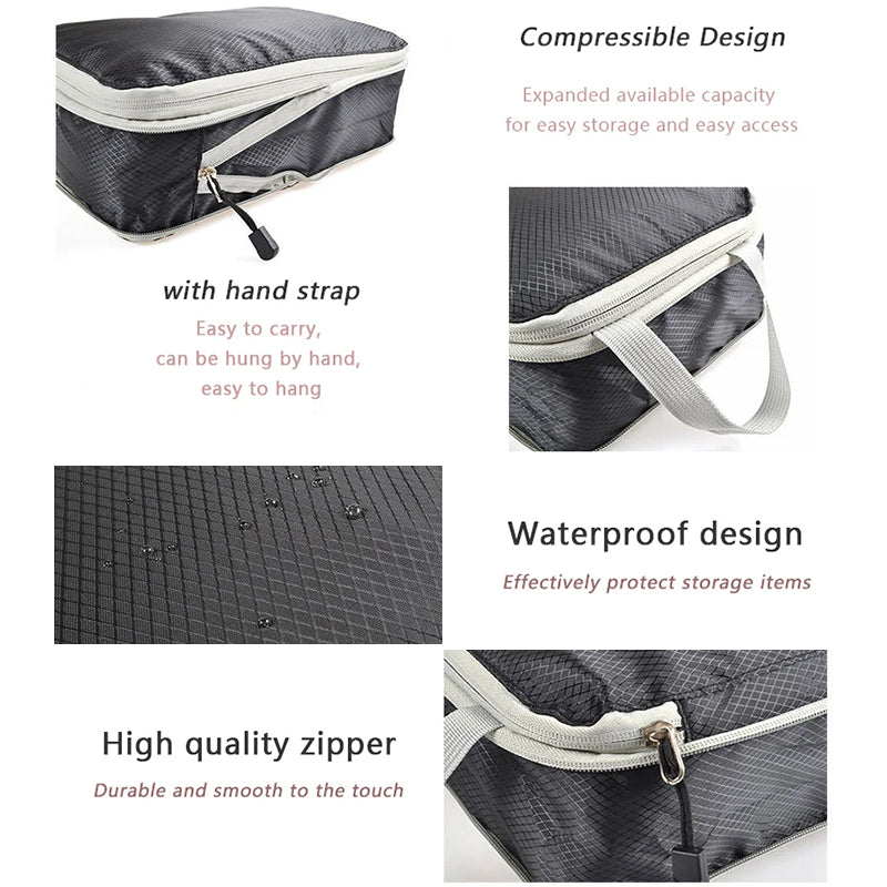 3-Piece Compression Packing Cubes for Travel