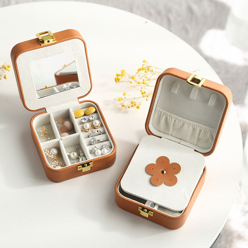 Mini Travel Jewelry Box with Mirror