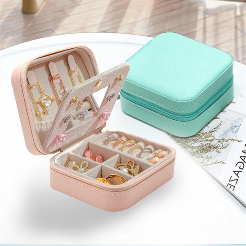 Portable Travel Jewelry Box with Mirror