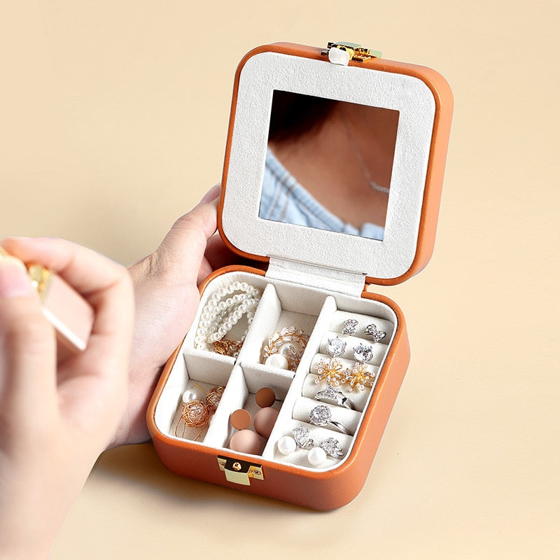 Mini Travel Jewelry Box with Mirror