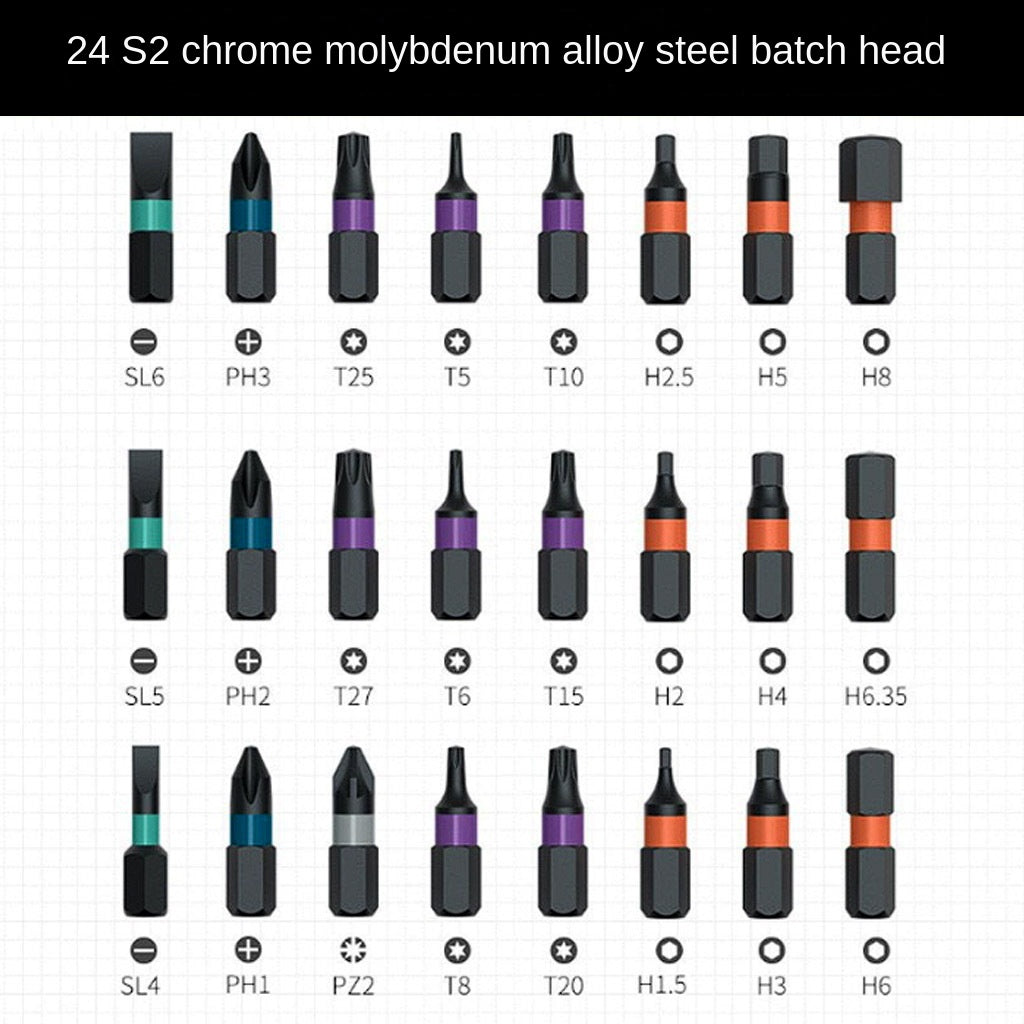 24-in-1 Ratchet Screwdriver T-Type Ratchet Screwdriver S2 Screwdriver Set Repair Tool Kit