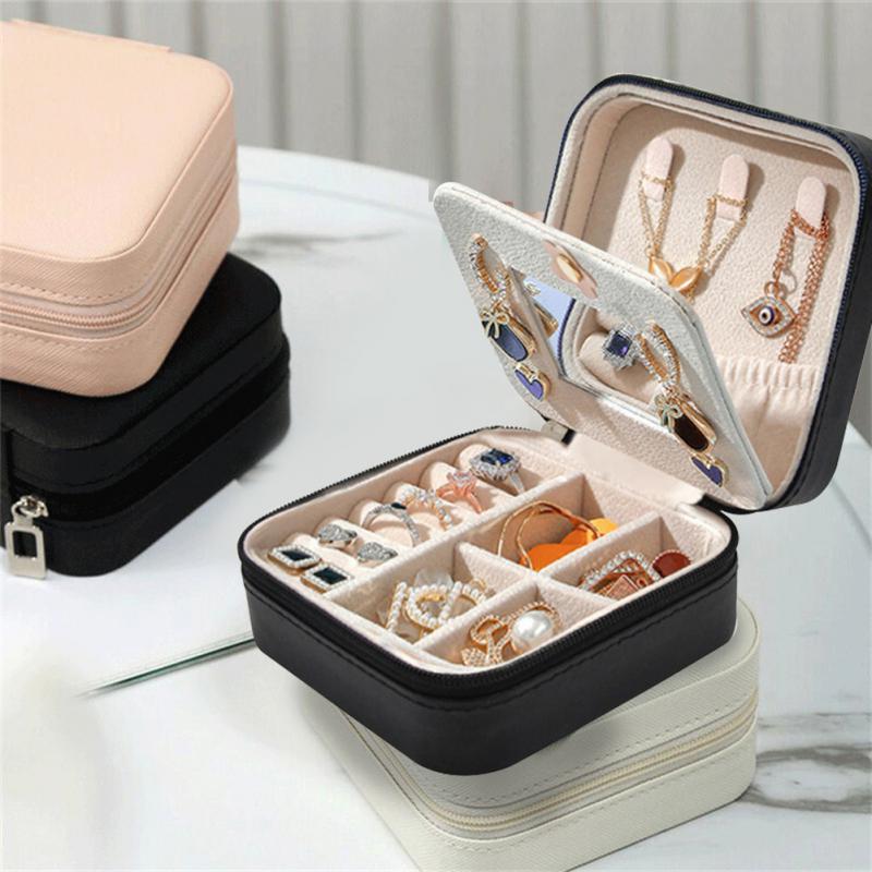 Portable Travel Jewelry Box with Mirror