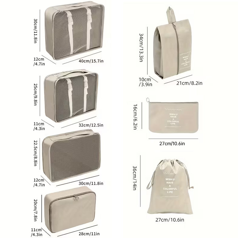7-Piece Travel Packing Cubes Organizer Set