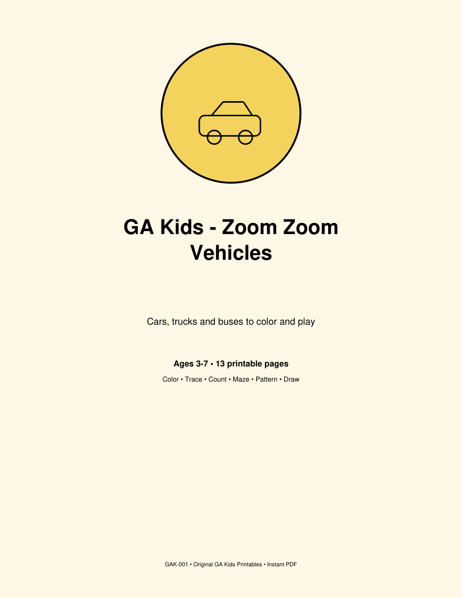 Portada de Zoom Zoom Vehicles, GA Kids