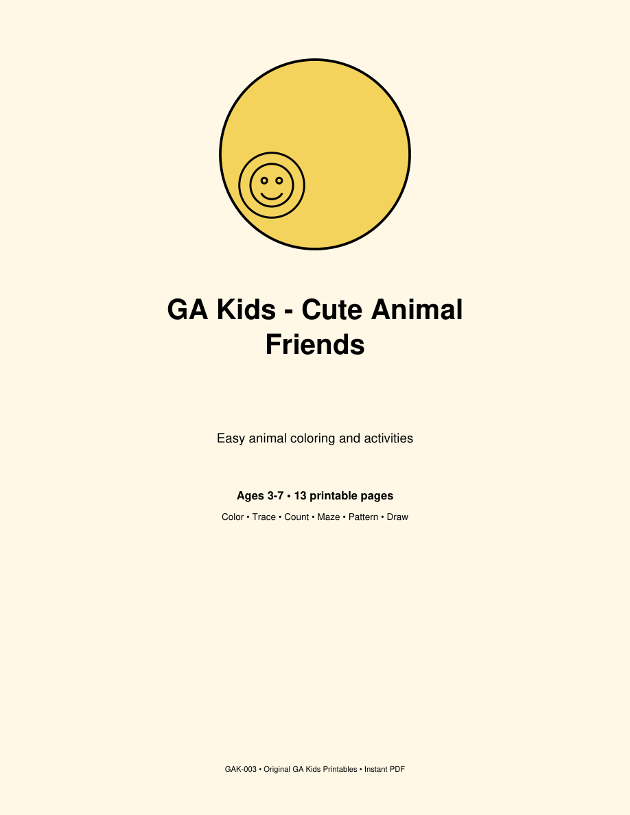 Portada de Cute Animal Friends, GA Kids