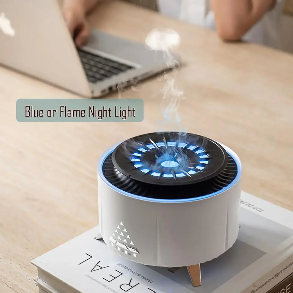 Flame Aroma Diffuser with White Noise Volcanic Lava Large Humidifier Jellyfish Mist Style Essential Oil Diffuser 3 Speed Modes
