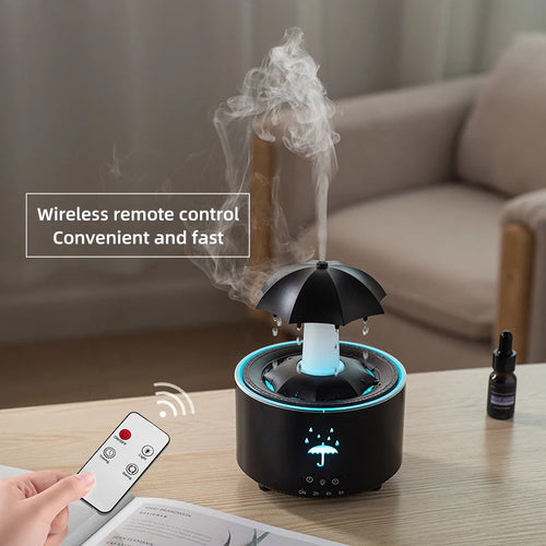 Cloud Rain Humidifier Raindrop Aroma Essential Oil Diffuser Remote Control Night Light Desktop Fountain Water Drop Sound for Home