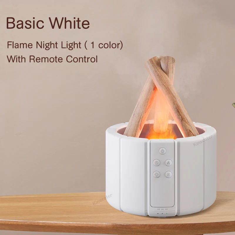KINSCOTER Simulated Flame Aroma Diffuser Bonfire Air Humidifier Ultrasonic Cool Mist Maker Fogger LED Essential Oil Lamp Diffuser