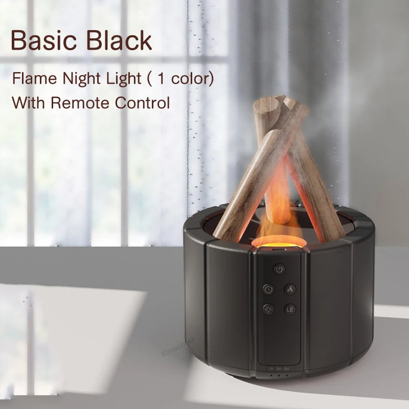 KINSCOTER Simulated Flame Aroma Diffuser Bonfire Air Humidifier Ultrasonic Cool Mist Maker Fogger LED Essential Oil Lamp Diffuser